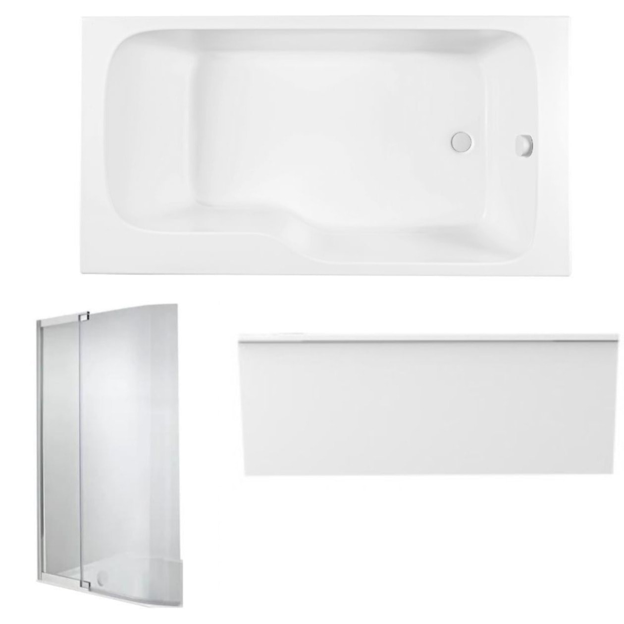 Pack baignoire bain douche 170 x 90 Malice version droite + tablier en niche + pare bain