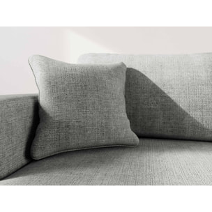 Miro - Canapé d'angle gauche 4 places convertible avec coffre en velours texturé - Gris