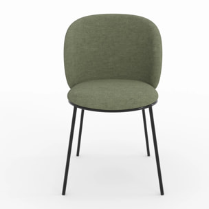 Lot de 2 chaises en tissu vert kaki, pieds métal noir - Bulle