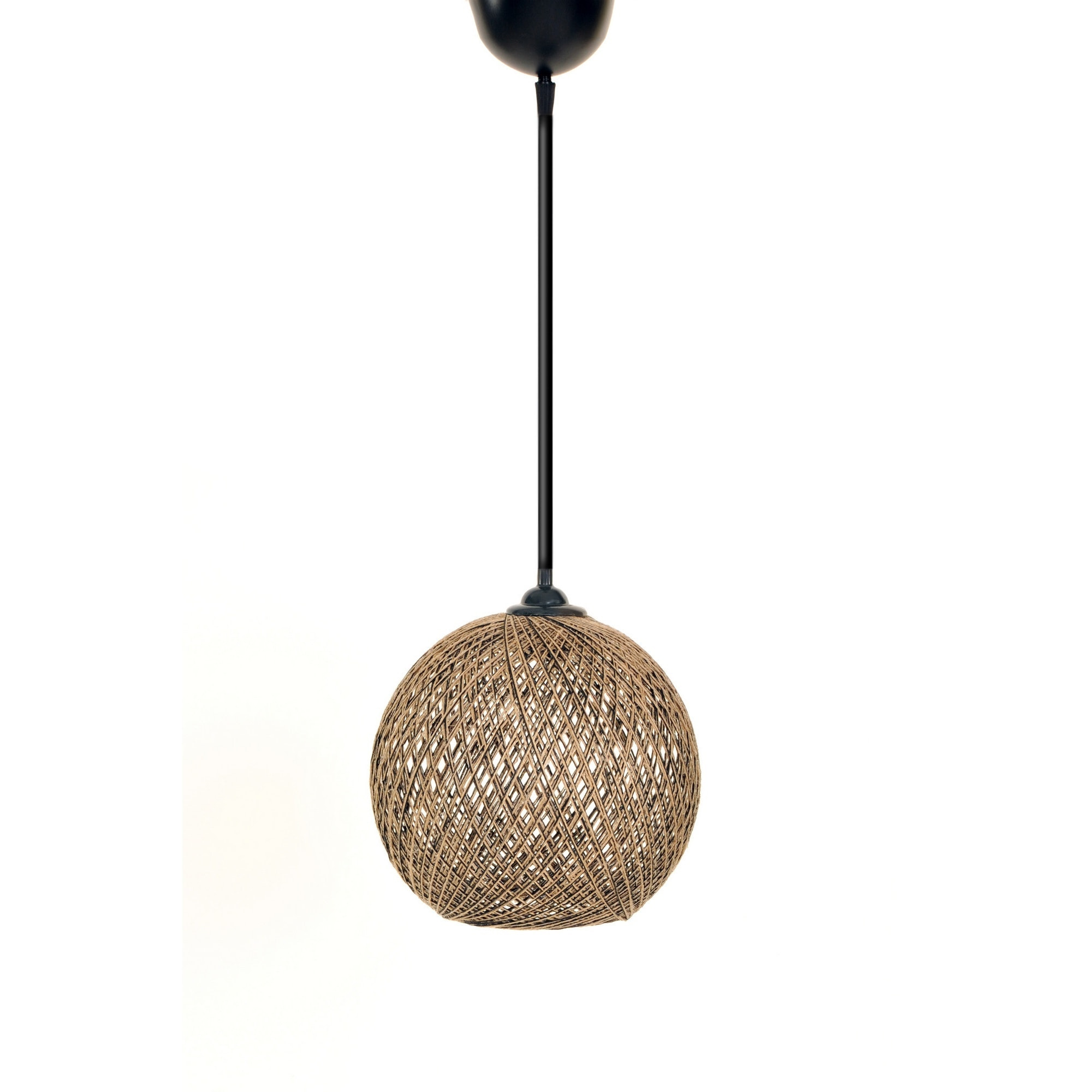 Lámpara de techo con Yute, hecho a mano color Negro Marrón