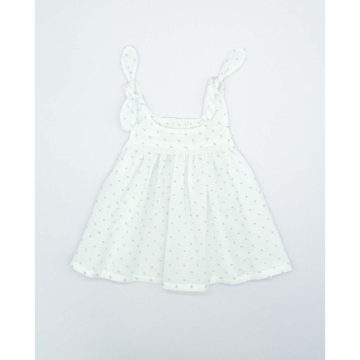 VESTIDO BLANCO PLUMETI AZUL