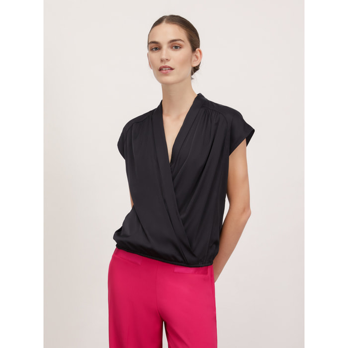 Motivi - Blusa quimono de raso - Negro