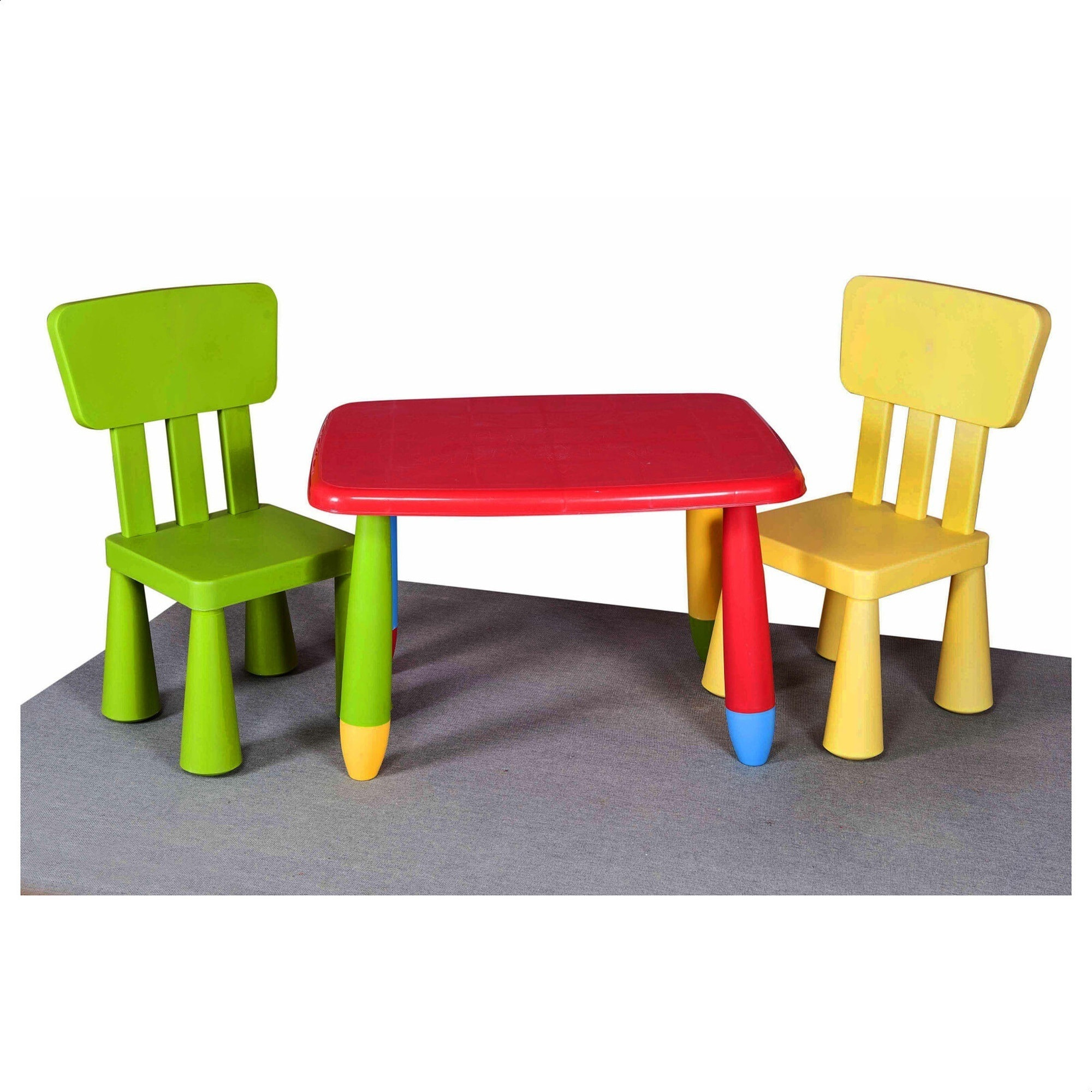 Well home - mesita infantil rectangular roja, en plástico, l:73 cm x f:58 cm x h:48 cm