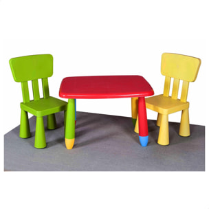 Well home - mesita infantil rectangular roja, en plástico, l:73 cm x f:58 cm x h:48 cm