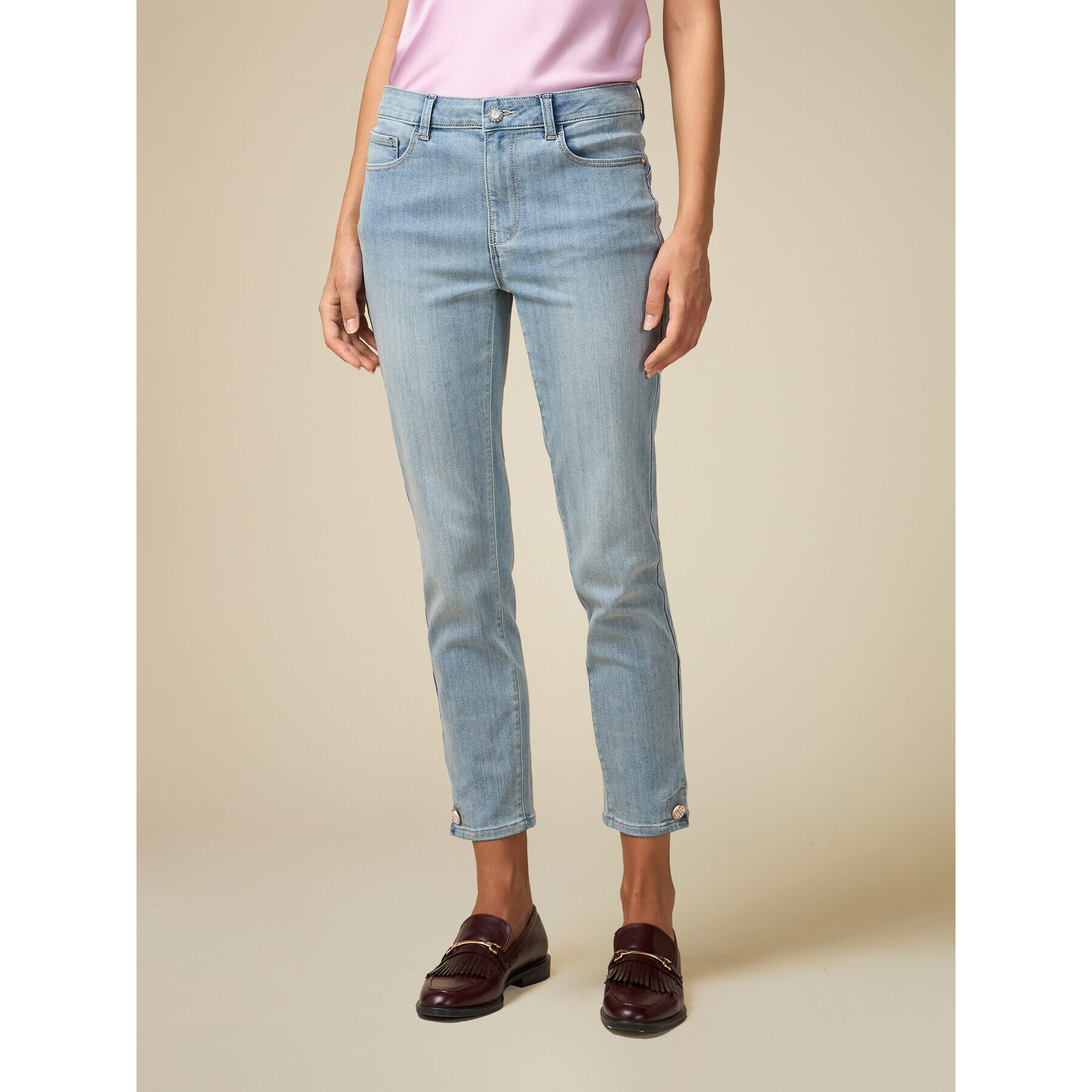 Oltre - Jeans skinny stone bleach - Azzurro