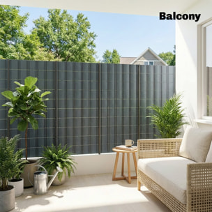 Kit de lamelles occultantes PVC brise vue 35m x 19cm avec 120 clips gris