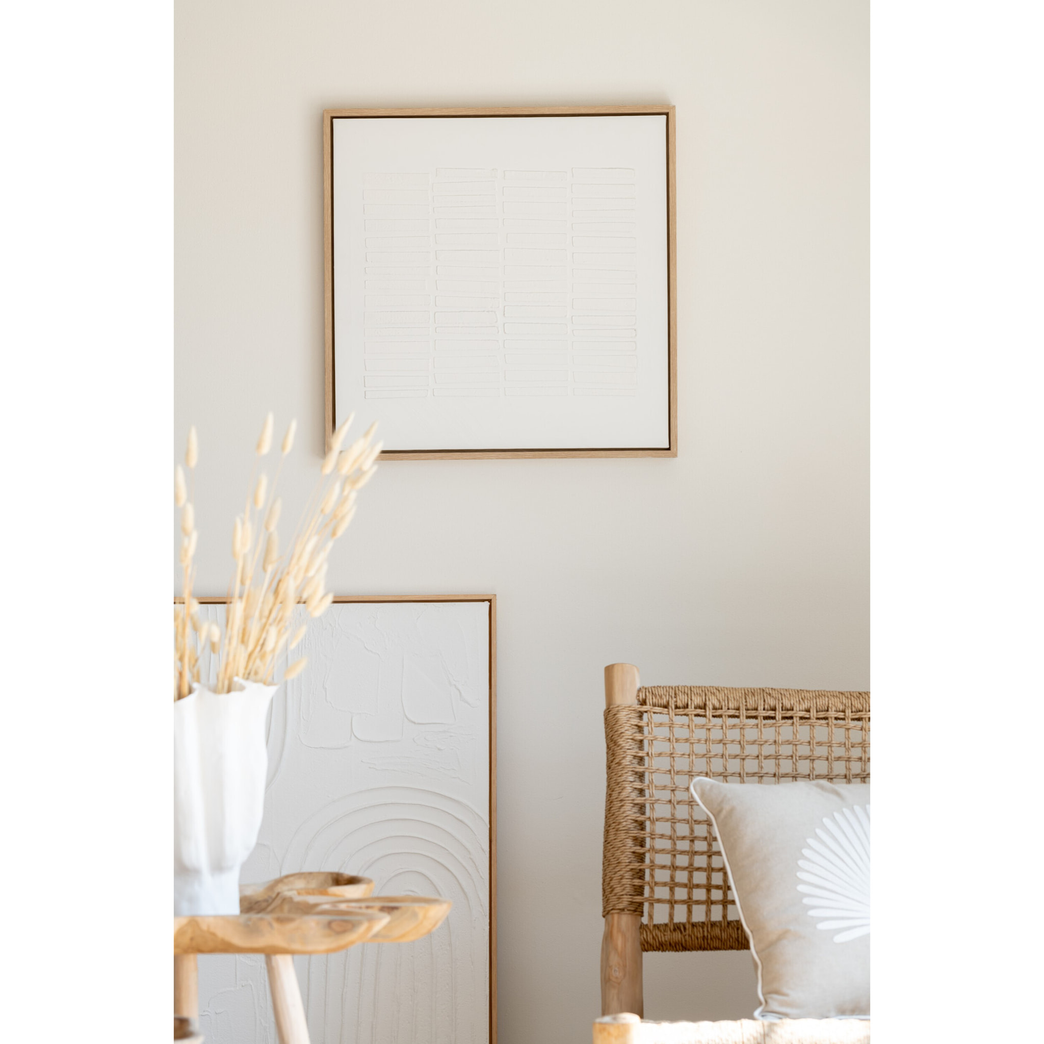 J-Line Tableau Traits Toile Blanc Assortiment De 3