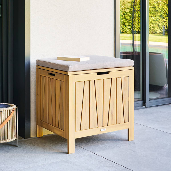 Coffre de rangement 100L avec assise Lodgia beige acacia