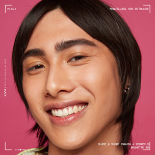 NYX Professional Makeup Blade & Shade, Crayon sourcils double embout, tenue jusqu'à 16h, Brunette