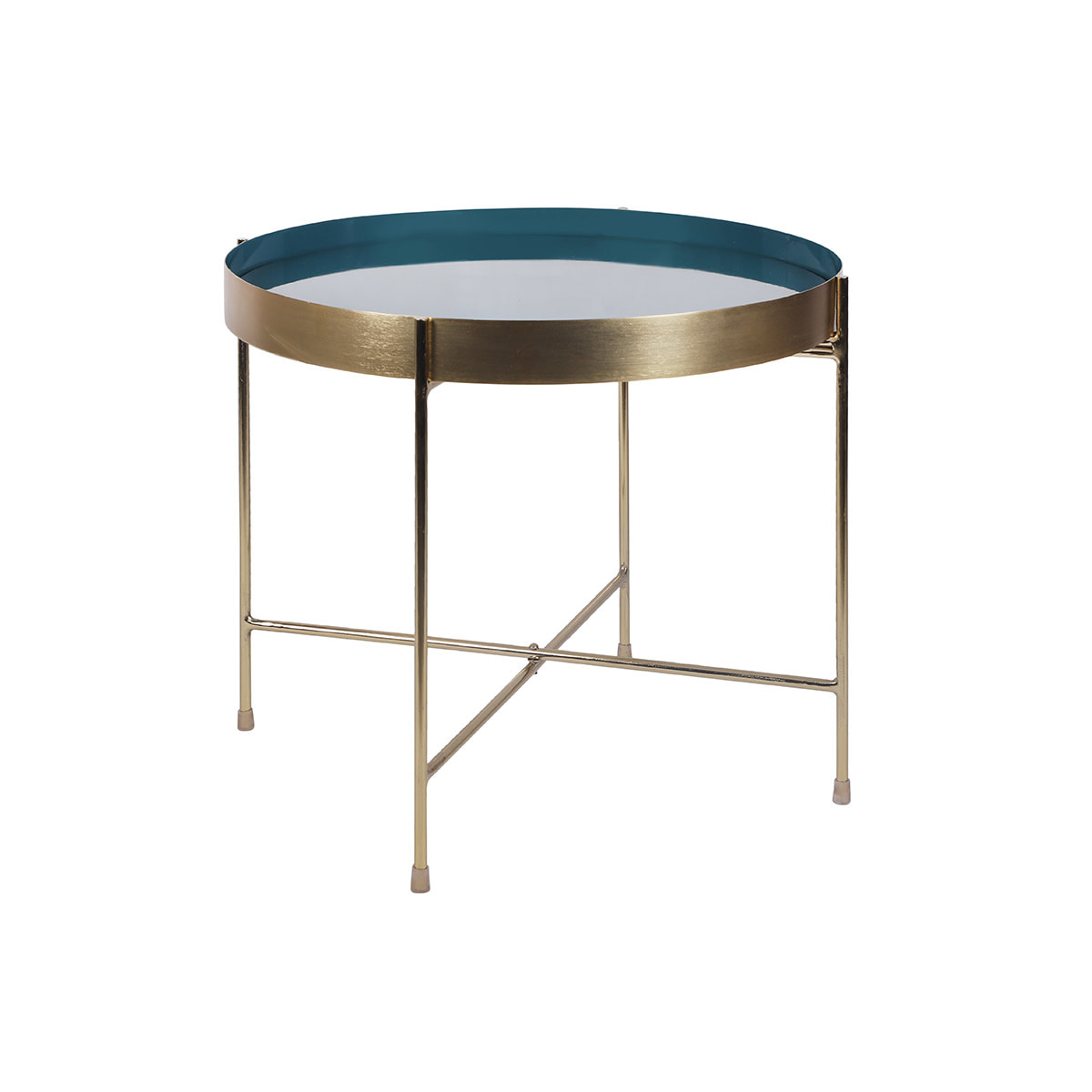 Table d'appoint avec plateau réversible bleu canard / blanc D51 cm SATEEN