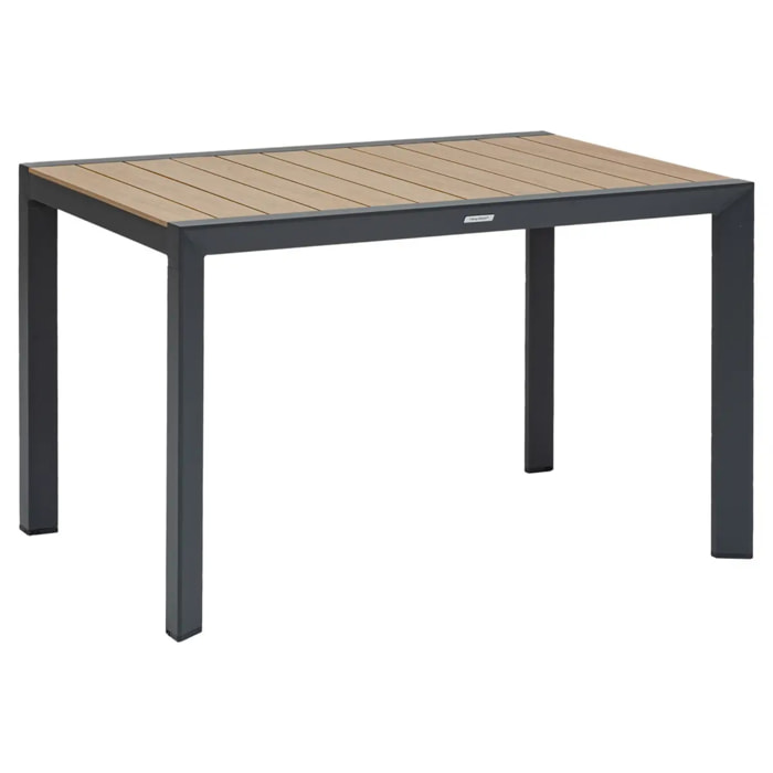 Table de jardin "Évasion" effet bois honey & graphite 4 places lates en aluminium