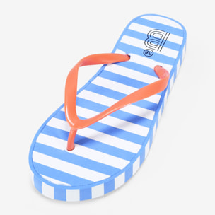 Chanclas de dedo naranjas con rayas