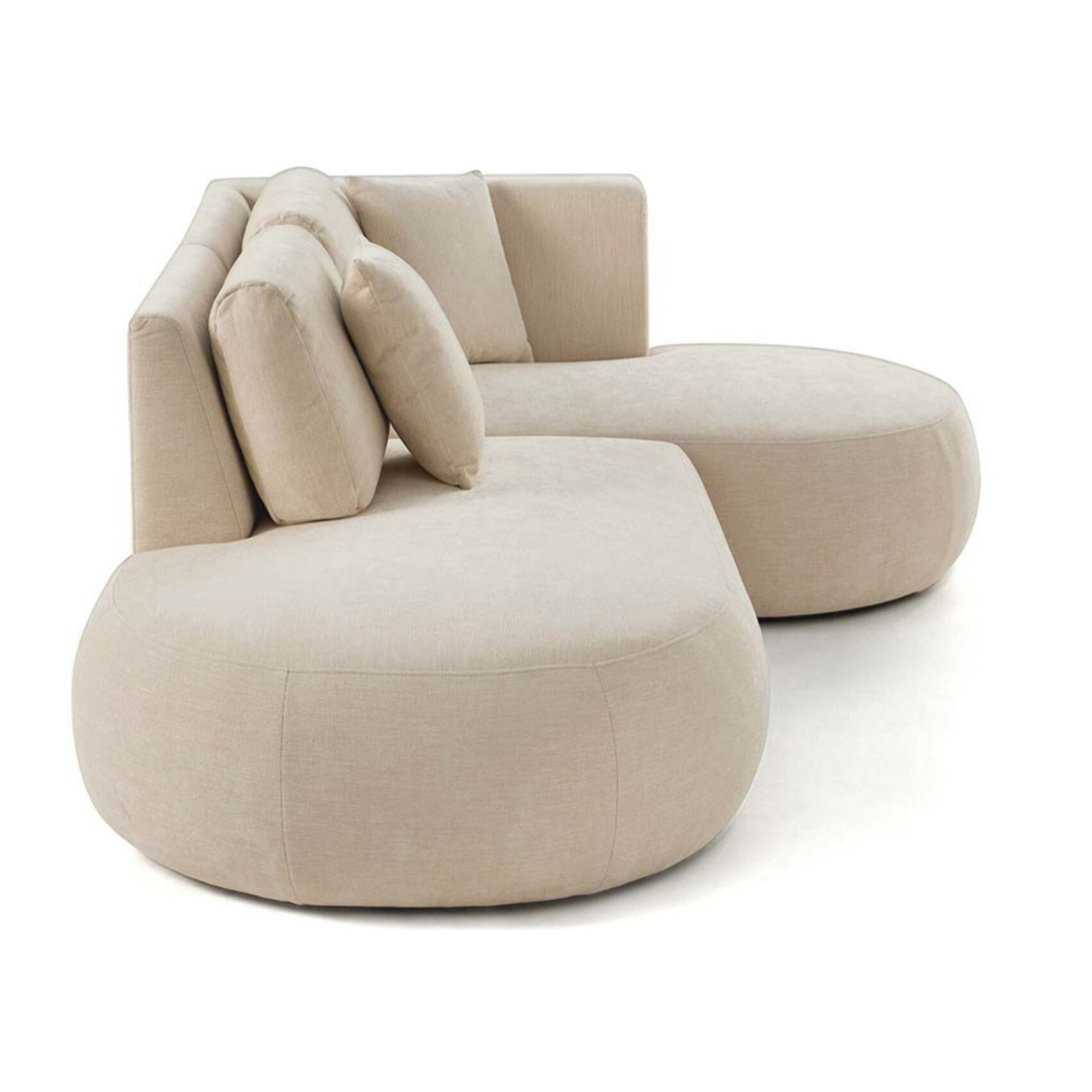 Santorini - canapé modulable d'angle droit + pouf - 4 places - en tissu texturé - Beige