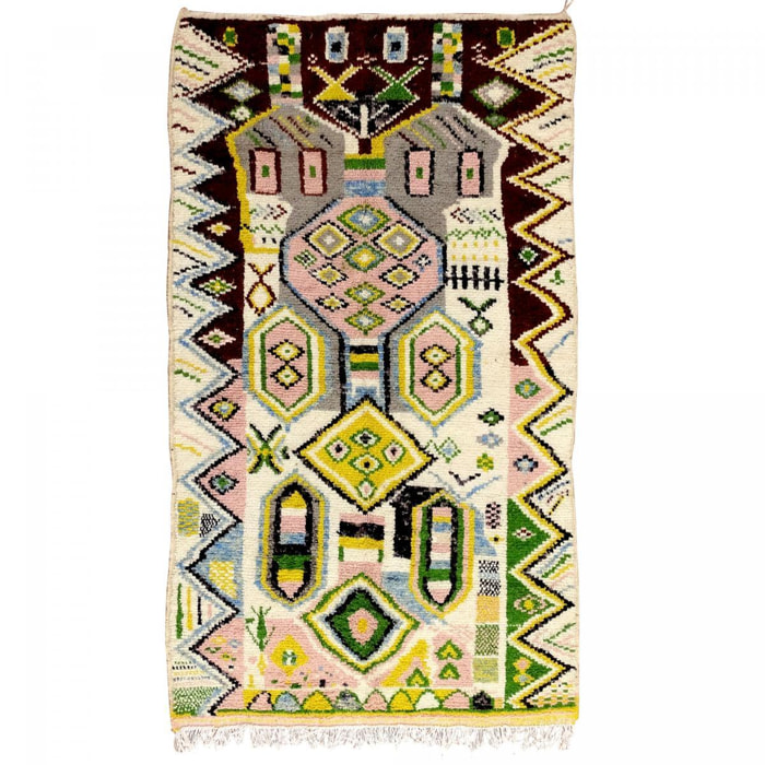 Authentique tapis berbère fait à la main en laine motif ethnic KEFI