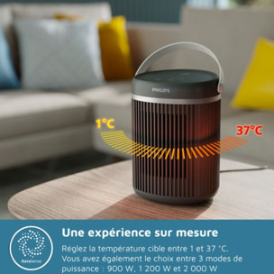 Chauffage soufflant PHILIPS CX3120/01, Chauffage connecté Série 3000 Noir, 1500W