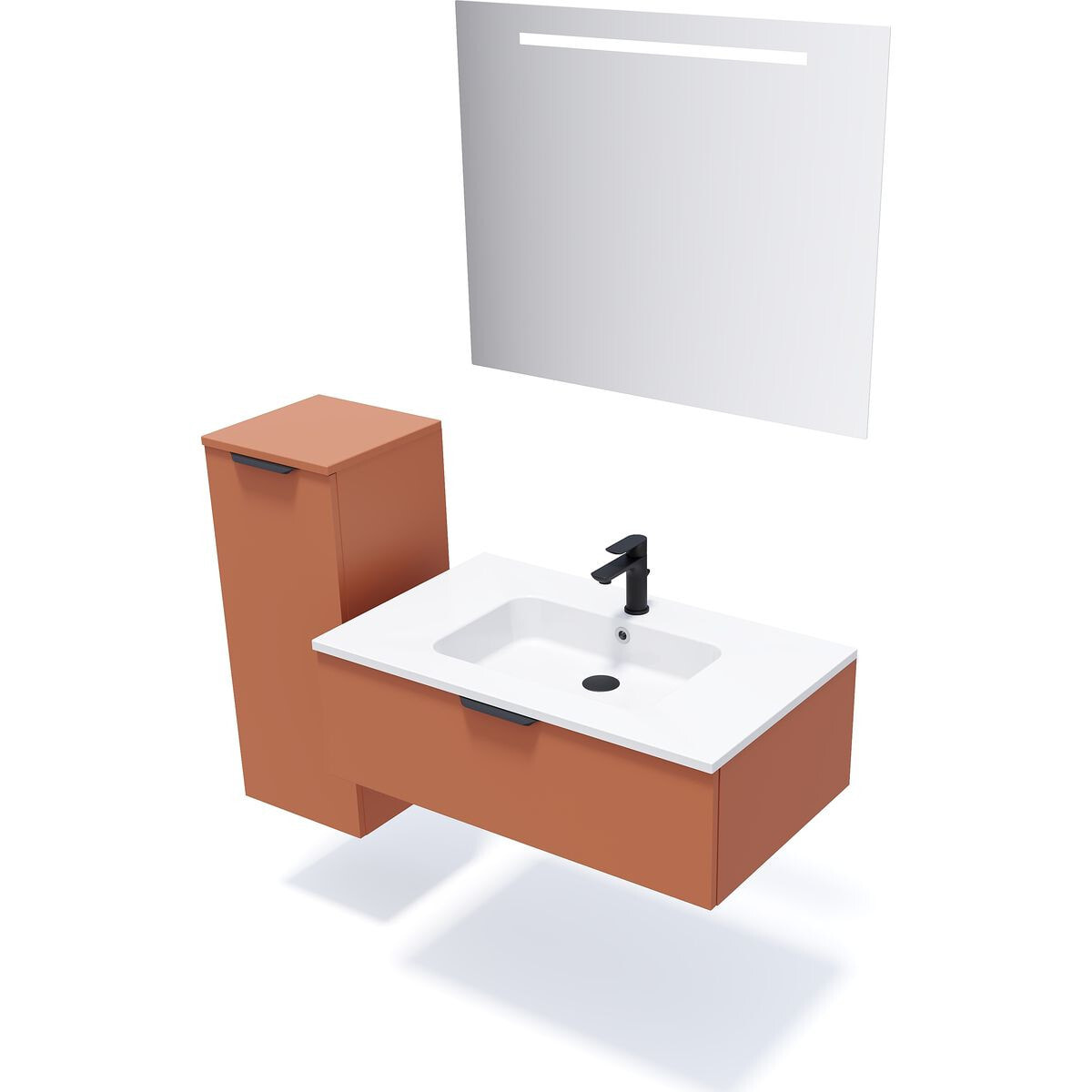 Ensemble vasque intégrée 1 tiroir + miroir - SOHO