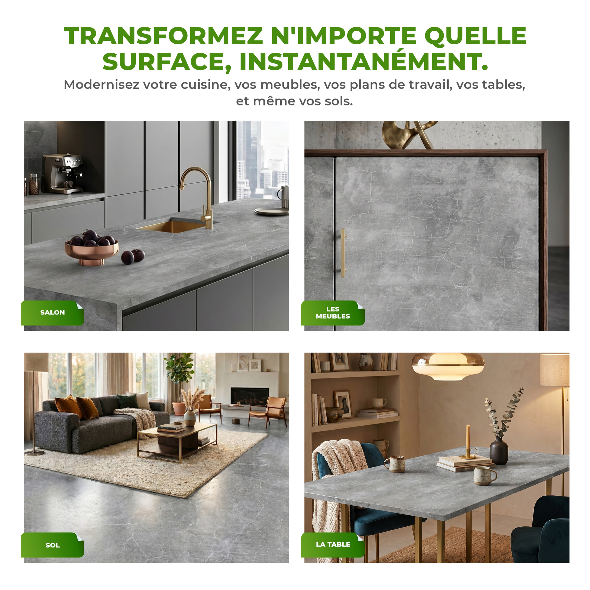 Sticker Sol avec laminat de Protection en Plastique Anti-dérapant | Stickers adhésif Sol - SOL CARRELAGES DALLE DE BETON CIRÉ - 1 sticker