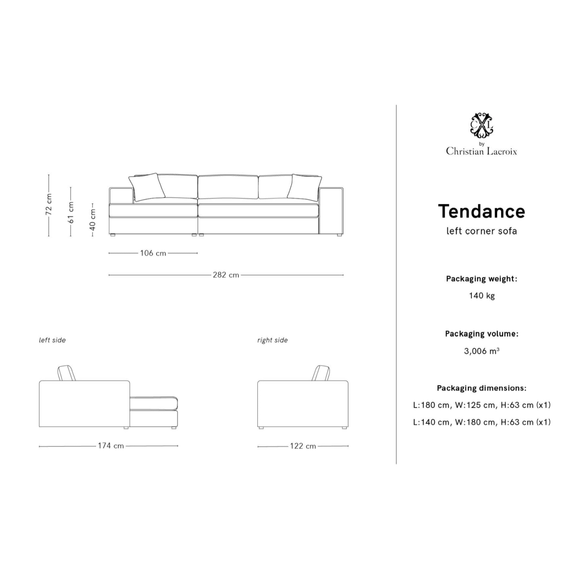 Canapé d'angle gauche "Tendance" 5 places en tissu structurel bleu