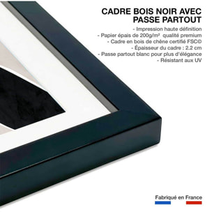 Affiche enfant panda  Affiche + cadre en bois - Noir