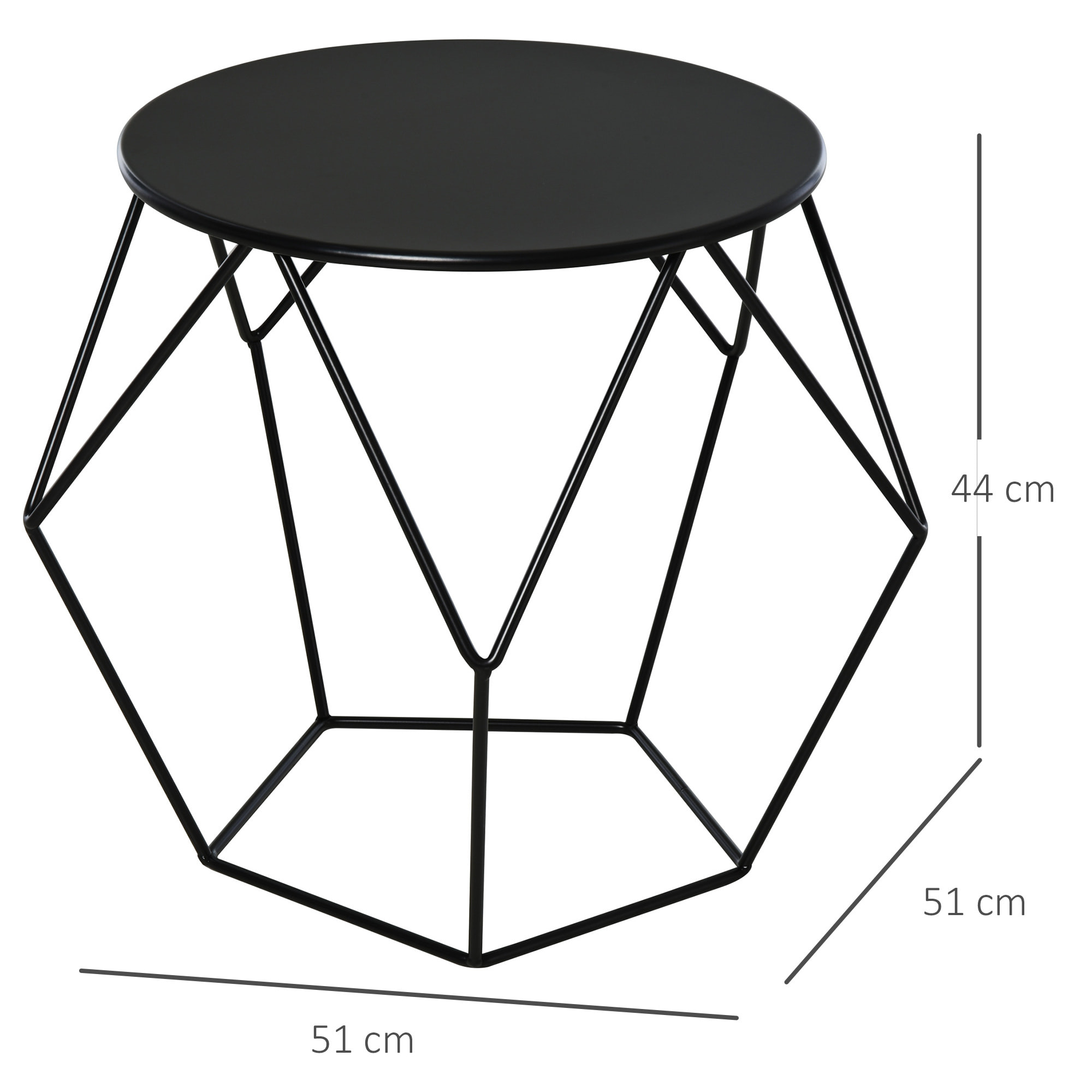 Mesa de Centro Redonda Nórdica de Acero 54x54x44cm Negro