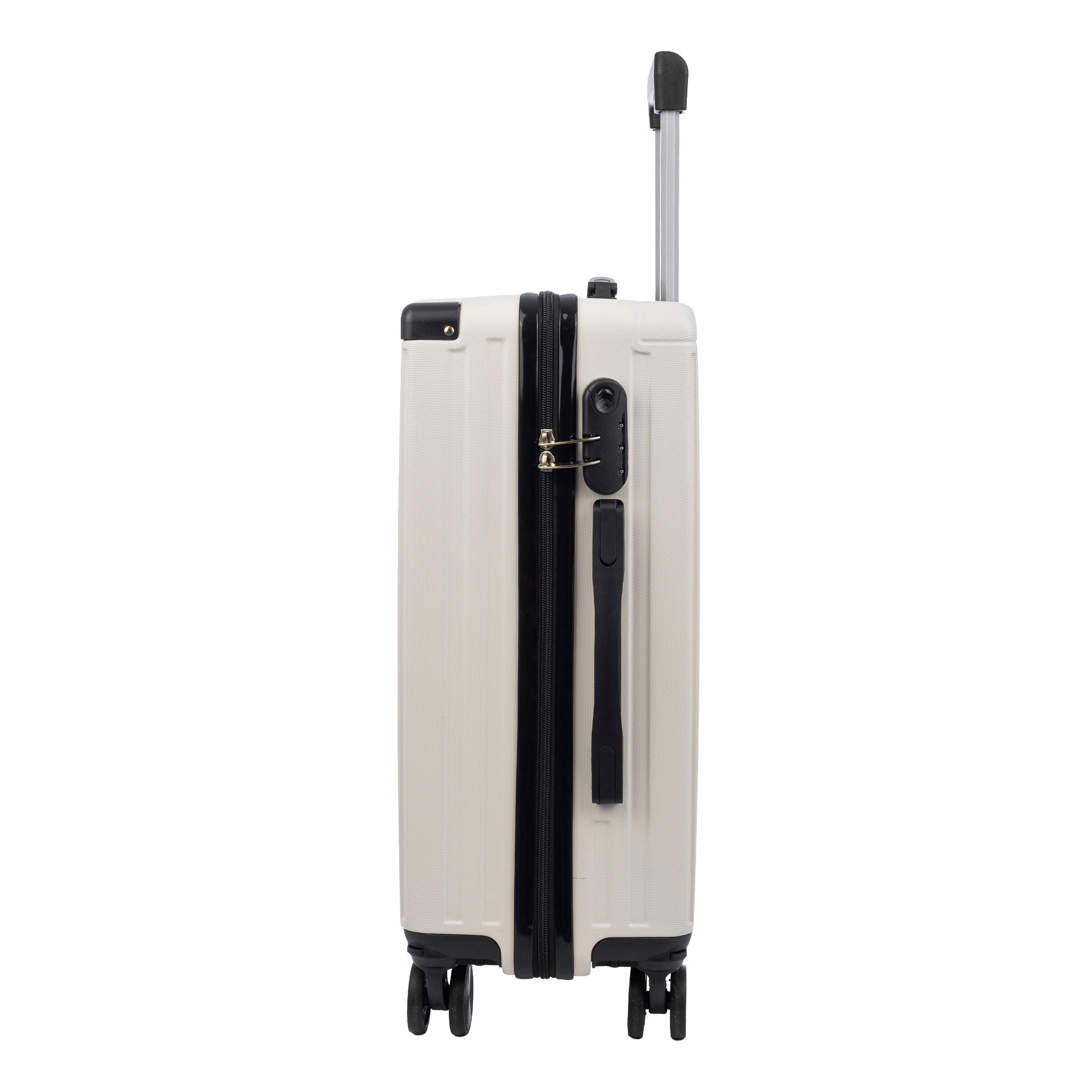 Juego de 3 maletas Trolley, en material ligero ABS de alta resistencia con esquinas reforzadas. Cerradura numérica y 4 ruedas dobles extraíbles y giratorias 360°.