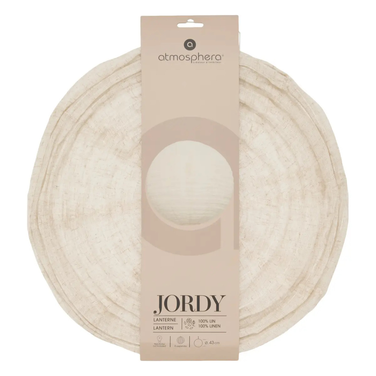 Lanterne boule Jordy en lin D.43cm blanc