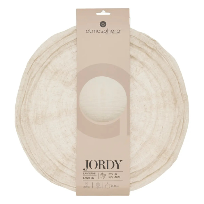 Lanterne boule Jordy en lin D.43cm blanc