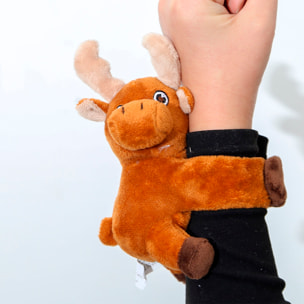 Peluche extrasuave y mullido. Diseño alce con mecanismo enrollable. 15 cm.