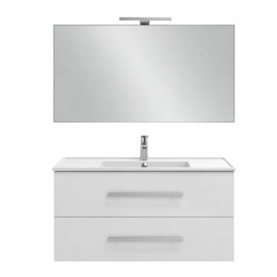 Pack meuble vasque 80 cm Ola up blanc + miroir + spot