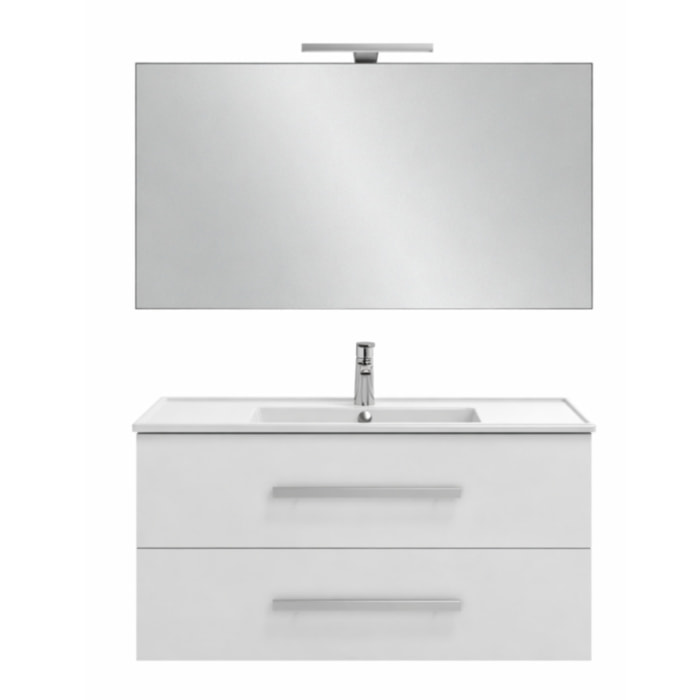 Pack meuble vasque 80 cm Ola up blanc + miroir + spot