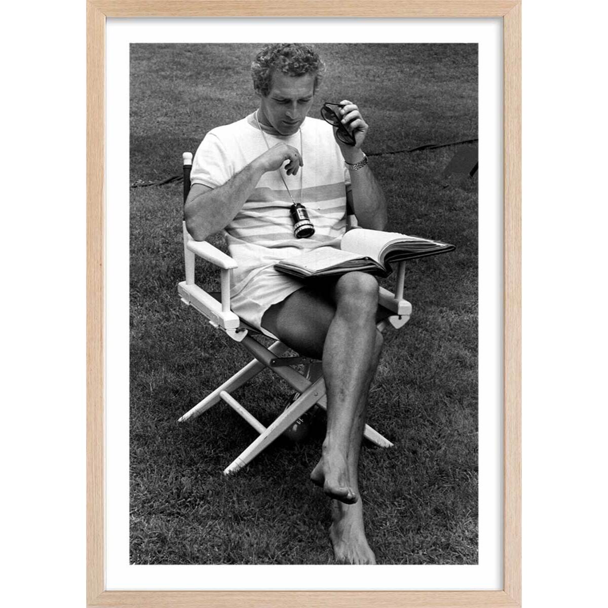 Affiche acteur célèbre Paul Newman, 1970 Affiche + cadre en bois - Chêne