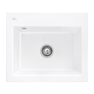 Evier Subway 60 S 60 x 51cm sans egouttoir Blanc CeramicPlus avec vidage manuel