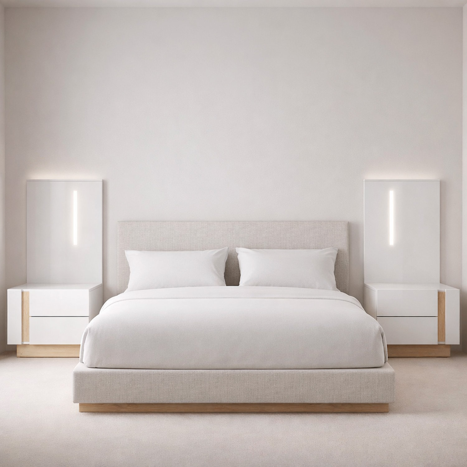 Set Due Comodini Moderni Con Due Cassetti Scorrevoli Salvaspazio Per Camera Da Letto Design Nordico 60 x 102 x 38.4 Cm Bianco E Rovere