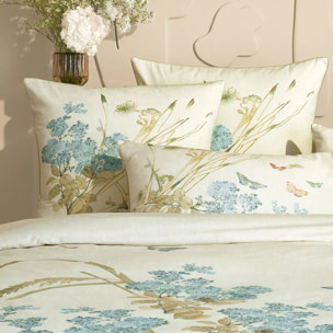 Taie d'oreiller pur coton lavé imprimé beige Caprices parchemin