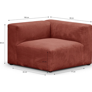 Chauffeuse d'angle à droite modulable en velours côtelé - MODULO NEW