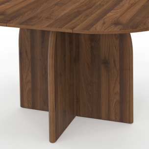 Table à manger ronde extensible Japandi Ø110-150cm effet noyer