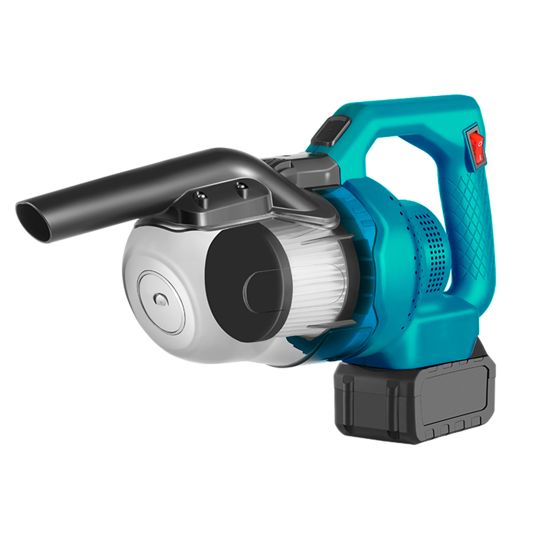 Aspirapolvere a mano da 300W con serbatoio da 700ml. Include 4 testine e 2 batterie da 15000mAh.