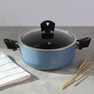 Juego de 2 Cacerolas de Ø20Ø24cm con tapa + Wok de Ø30cm en Aluminio prensado color Azul NOIA San Ignacio