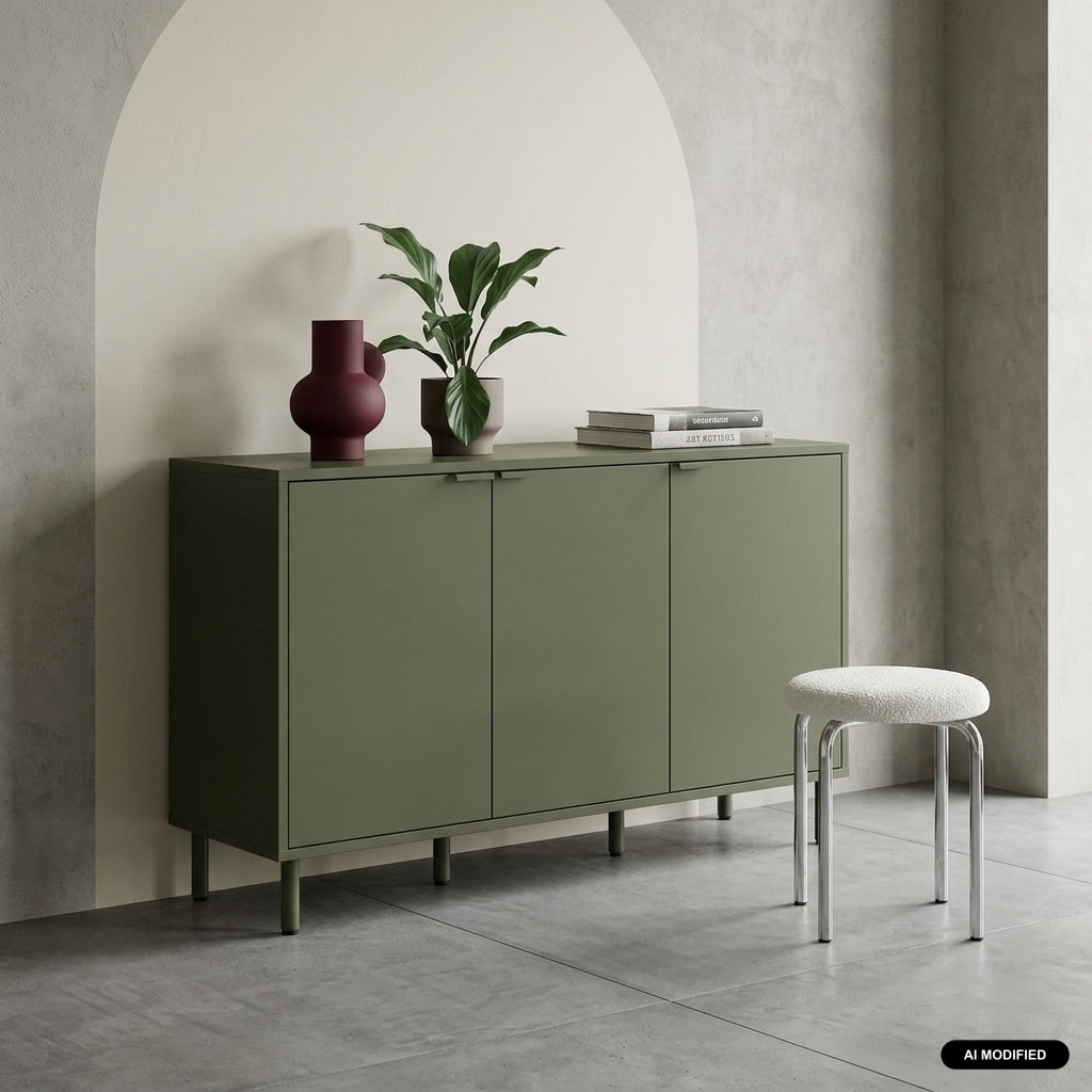 Buffet décor bois et métal 3 portes 120cm ELLIE