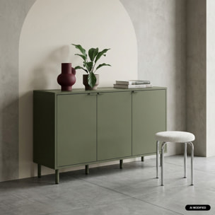 Buffet décor bois et métal 3 portes 120cm ELLIE