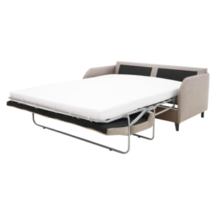 Cosmos - canapé lit 3 places convertible express couchage quotidien 140 cm matelas 11 cm en tissu - Beige