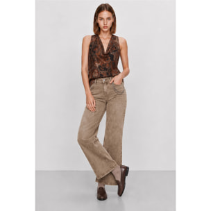 Kocca - Pantaloni a gamba larga e vita alta con catena decorativa Donna