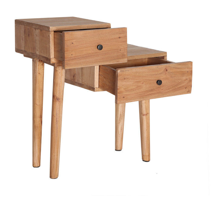 Mesita de noche de madera de mahogany en color marrón de 62x34x67cm