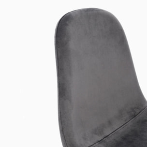 Set di 4 sedie SALAMANCA in tessuto effetto velluto grigio e gambe nere