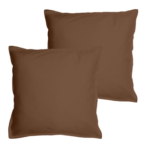 Set de 2 taies d'oreiller unies à volant, COTON LAVÉ