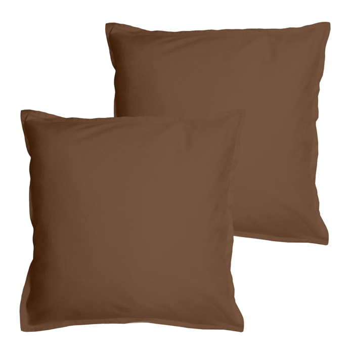 Set de 2 taies d'oreiller unies à volant, COTON LAVÉ