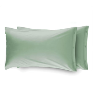 Coppia Federe Letto 100% Cotone Tinta Unita Verde Acqua