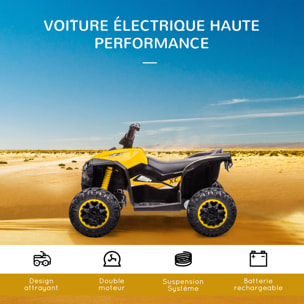 Quad buggy électrique enfant 12 V 3 Km/h max. effets lumineux et sonores jaune noir