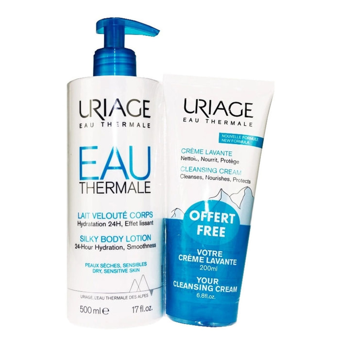 Eau Thermale - Duo Eau Thermale Lait velouté Corps 500 ml + Derm-Phy Crème Lavante 200 ml