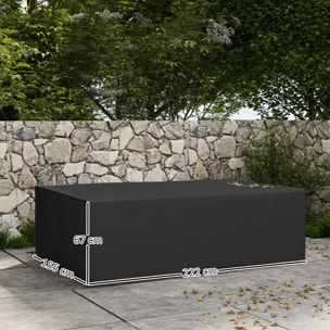 Housse de protection salon de jardin bâche etanche tissu oxford rectangulaire 222L x 155l x 67H cm noir